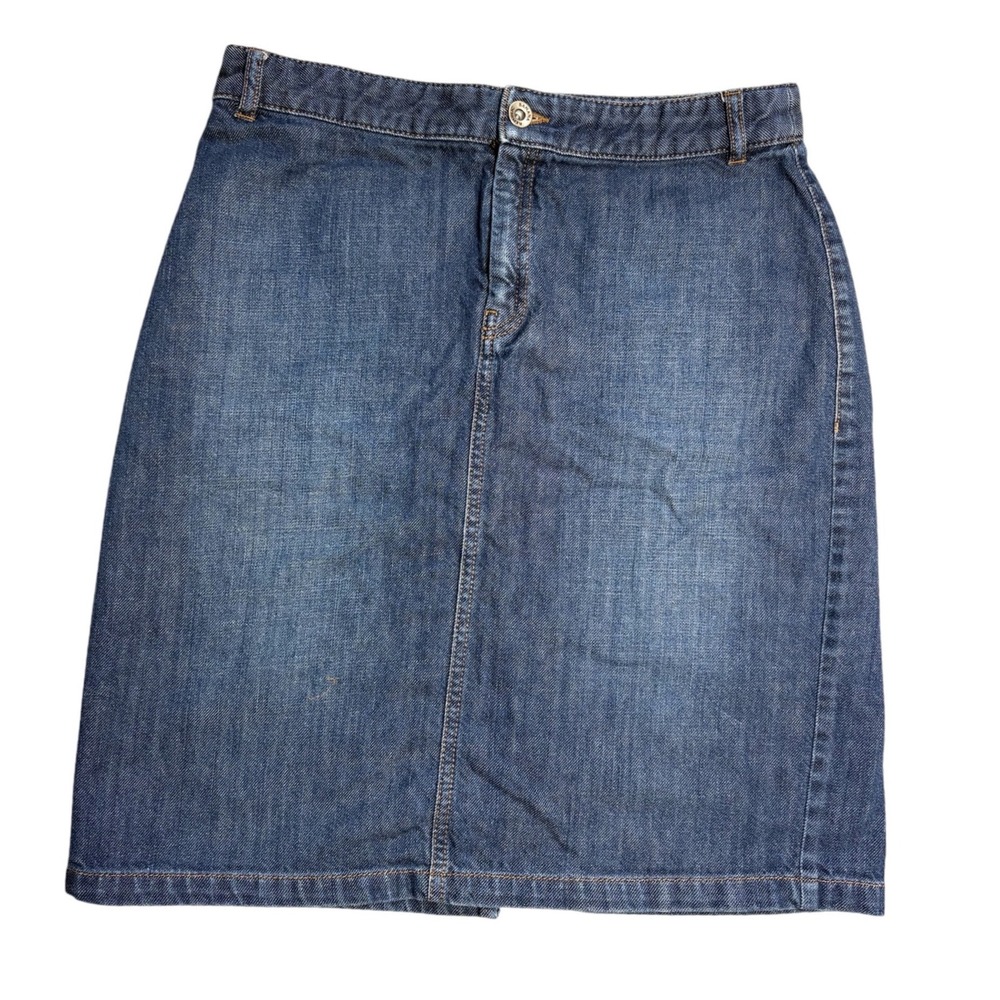 Banana Republic Womens Blue Denim Mini Skirt Size 8 Medium Wash Back Pockets